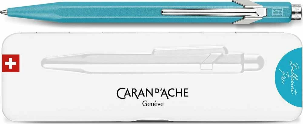 Turkio spalvos Caran d’Ache 849 tušinukas su dėžute