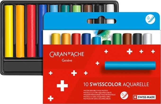 Caran d`Arche Karanas D 'Ache Swisscolor vaško čiaupai, kartono dėžutė, 10 vnt.