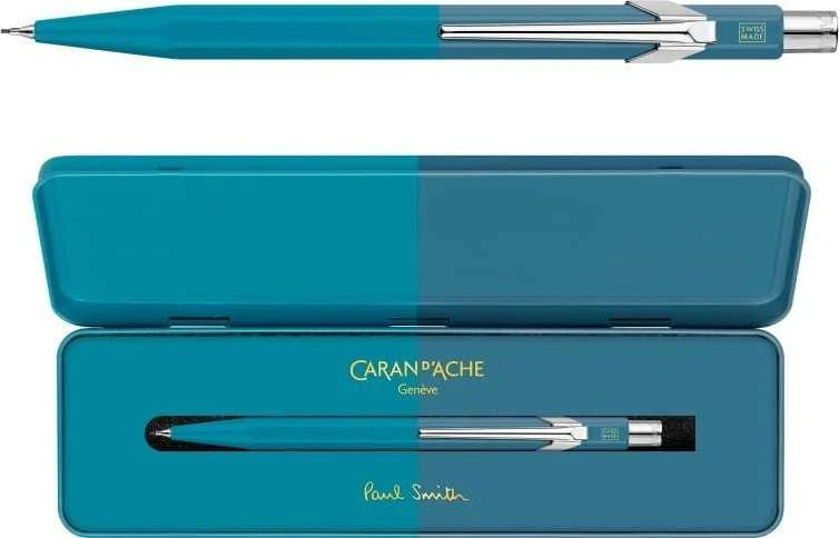 „Caran d`Arche“ mechaninis pieštukas 8440,5 mm, Paulas Smithas Ed4 dėžutėje, žalsvai mėlyna/plienas