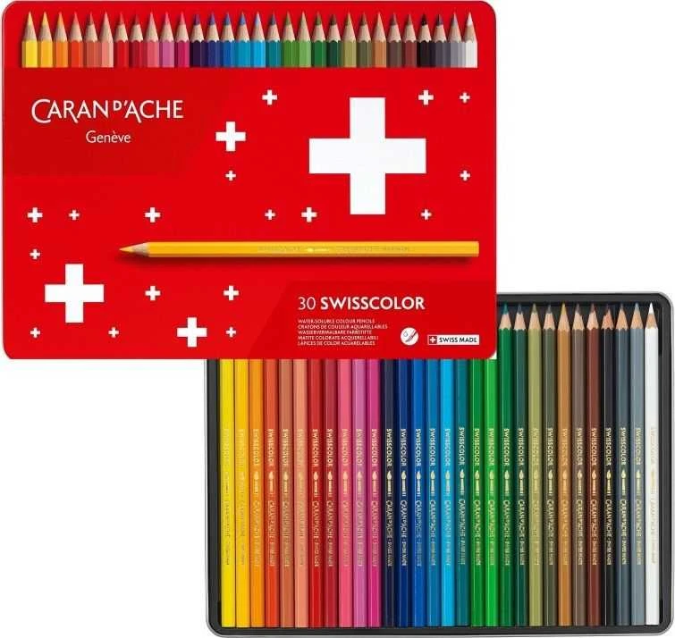Caran D'ache Caran d`Arche Pieštukai Swisscolor Aquarelle spalvų mišinys 30 vnt
