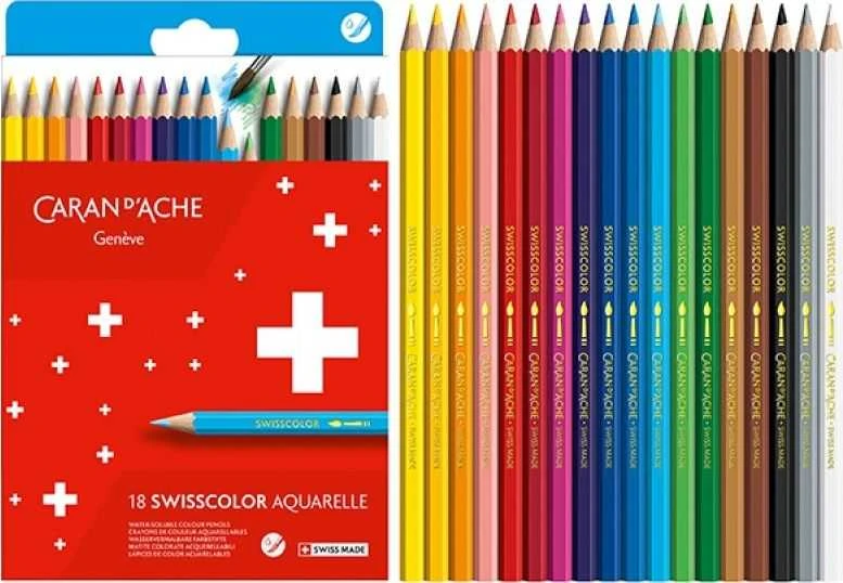 Caran d'Ache Swisscolor pieštukų rinkinys, 18 spalvų