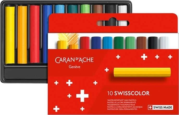 Caran d`Arche CARAN D'ACHE Swisscolor vaško kreidelės, kartoninė dėžutė, 10 vnt.