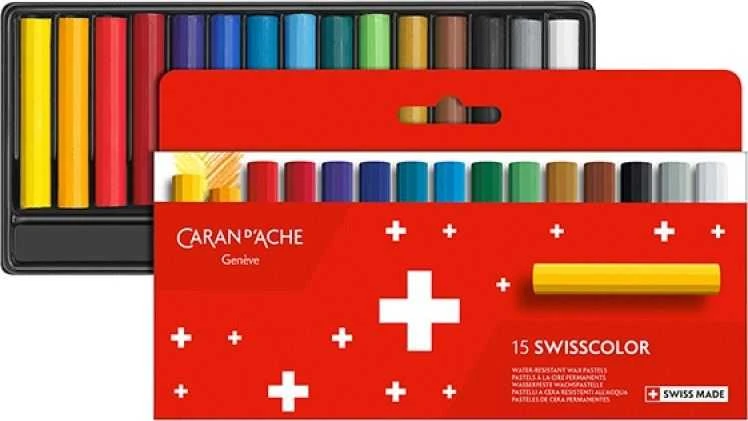 Caran d`Arche CARAN D'ACHE Swisscolor vaško kreidelės, kartoninė dėžutė, 15 vnt.
