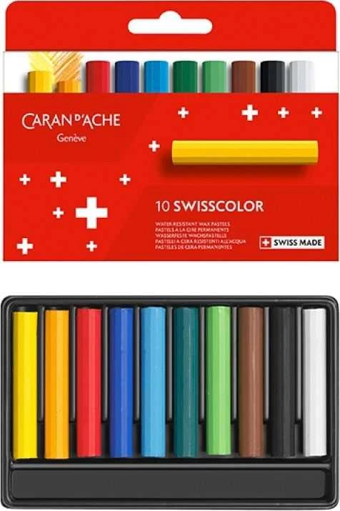 Caran d`Arche CARAN D'ACHE Swisscolor vaško kreidelės, kartoninė dėžutė, 10 vnt.