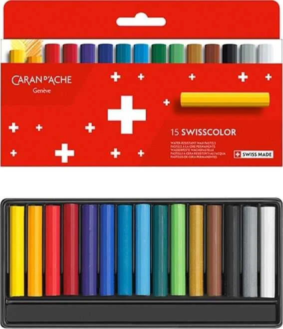 Caran d`Arche CARAN D'ACHE Swisscolor vaško kreidelės, kartoninė dėžutė, 15 vnt.