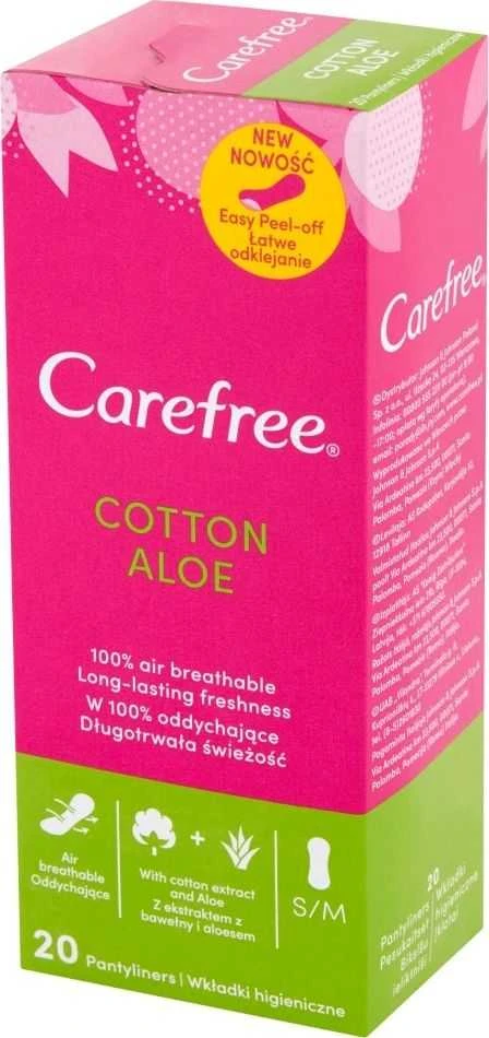 Carefree Cotton Feel Normal kelnaičių įklotai alavijo kvapo 20 vnt