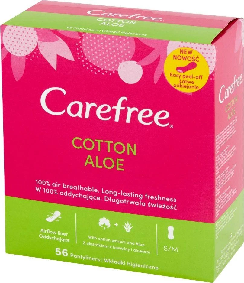 Carefree Cotton Aloe Kelnaičių įklotai 1 pakuotė - 56 vnt
