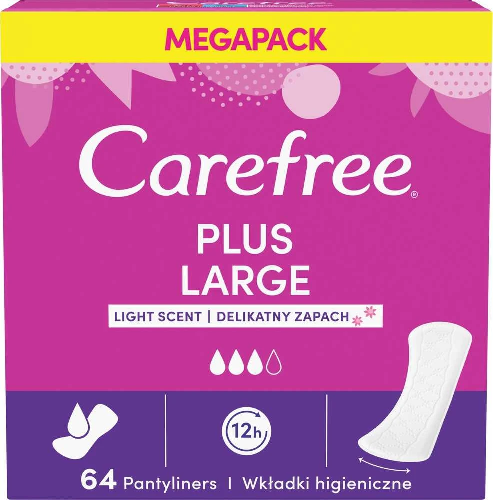 CAREFREE_Plus dideli lengvai kvepiantys įklotai, 64 vnt.