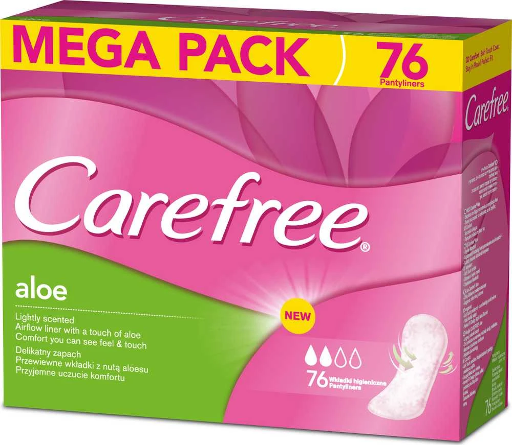 CAREFREE Cotton Feel Aloe Kelnaičių įklotai - normalūs, 1 pakuotė - 76 vnt.