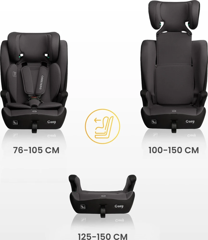 Caretero Cozy - autokėdutė 76-150 cm | žalsvai mėlyna