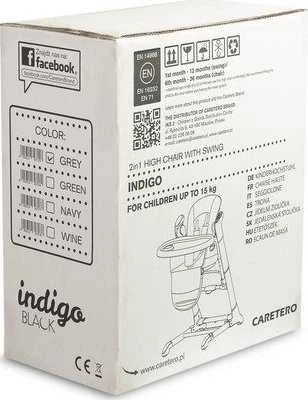 Caretero Maitinimo kėdutė - kūdikio sūpynės Indigo 2in1, juoda/žalia