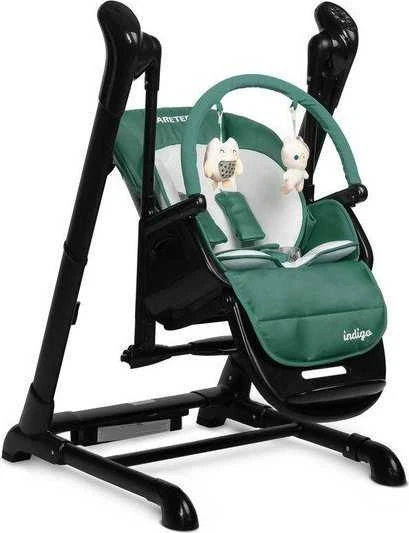Caretero Maitinimo kėdutė - kūdikio sūpynės Indigo 2in1, juoda/žalia