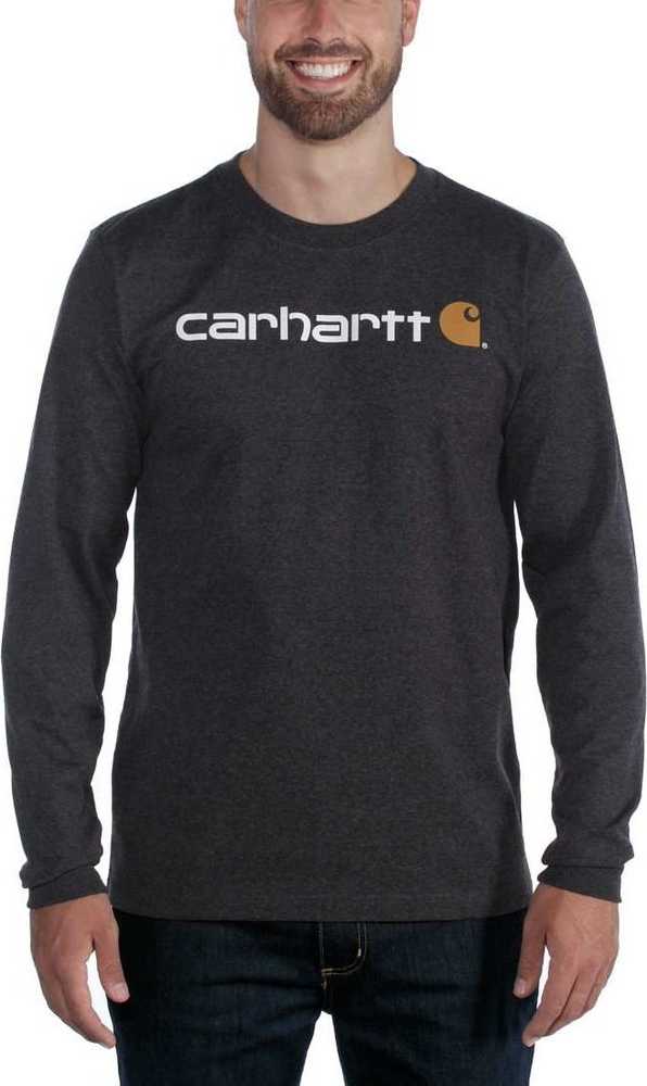 Carhartt Pagrindinio Logotipo Marškinėliai Ilgomis Rankovėmis - Carbon Heather