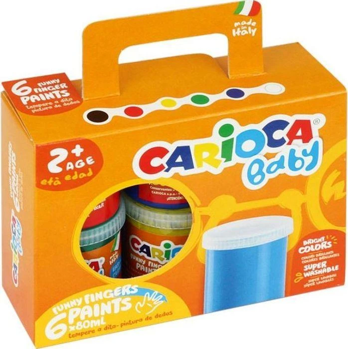 Dažai piešti pirštais mažyliams CARIOCA BABY 2+, 6 x 80 ml