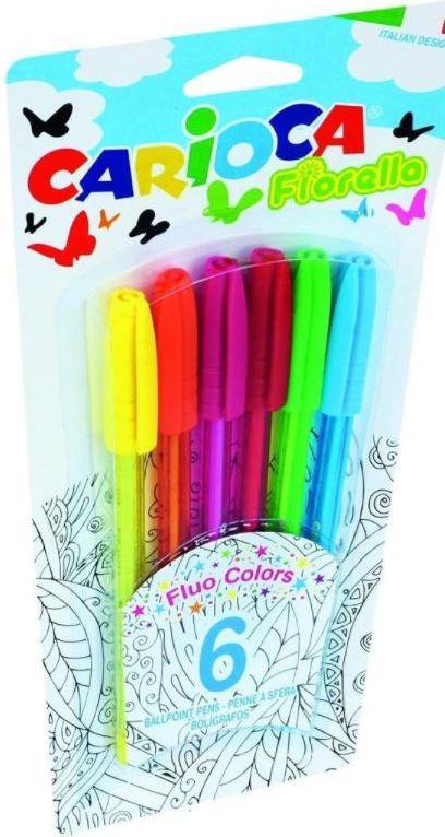 Carioca Fiorella Fluo rašikliai, 6 spalvų rinkinys