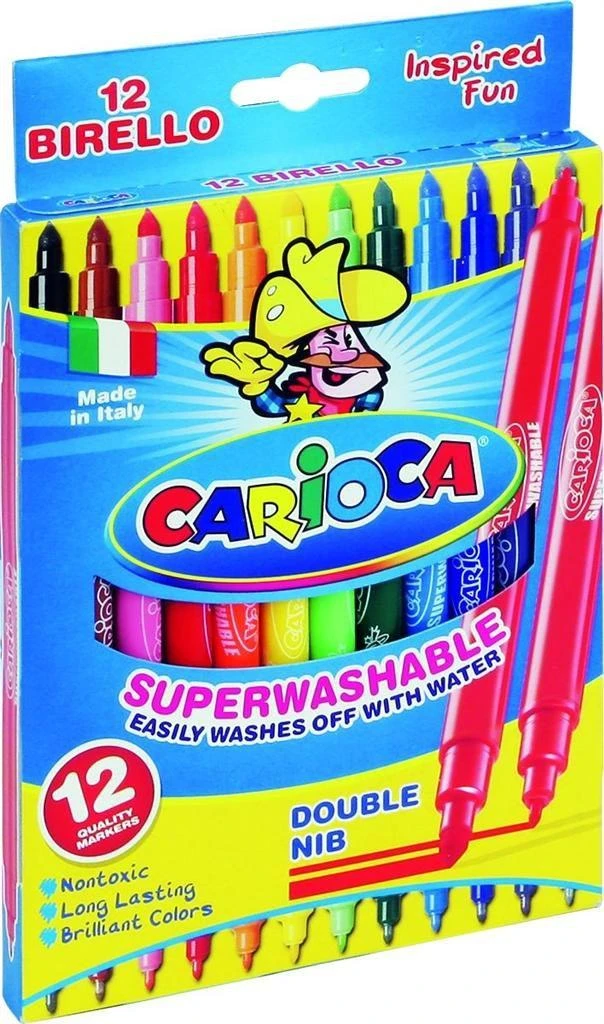 Flomasteriai CARIOCA BIRELLO, dvipusiai, 12 spalvų