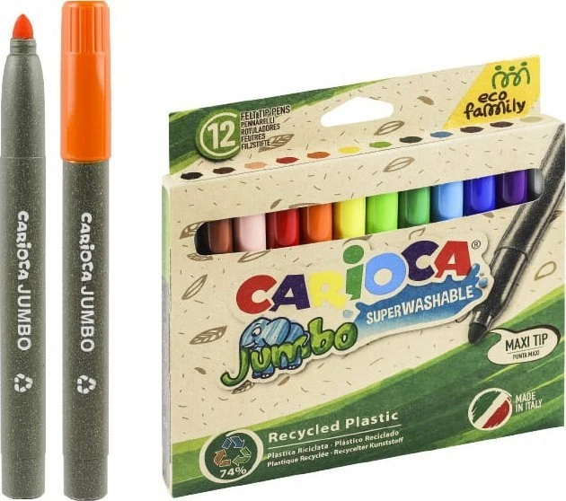 Carioca Jumbo EcoFamily Markers 12 spalvų