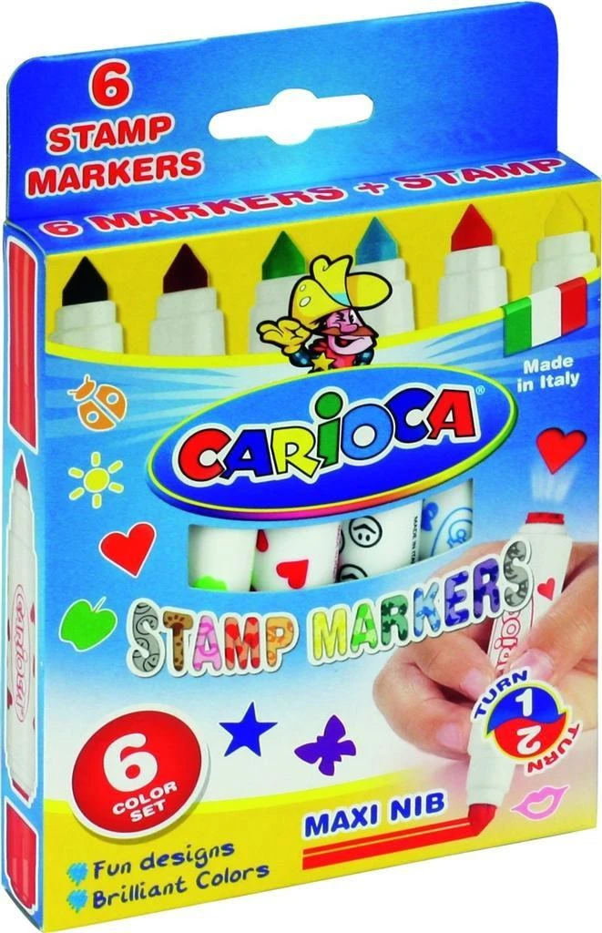 Flomasteriai-antspaudukai CARIOCA, 6 spalvos