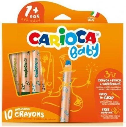 Kreidelės mažyliams CARIOCA BABY 3in1 1+, 10 vnt.