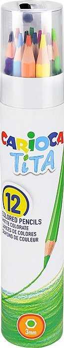 Spalvoti pieštukai CARIOCA TITA, su drožtuku, dėžutėje, 12 spalvų