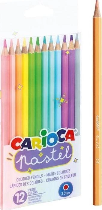 Spalvoti pieštukai CARIOCA, pastelinių spalvų, 12 vnt.