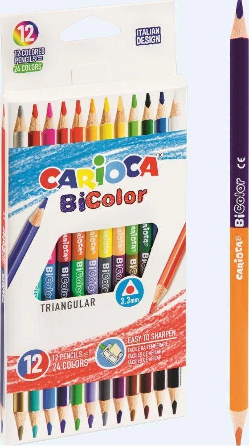 Spalvoti pieštukai CARIOCA BICOLOR, tribiriauniai, 12 vnt./pak.