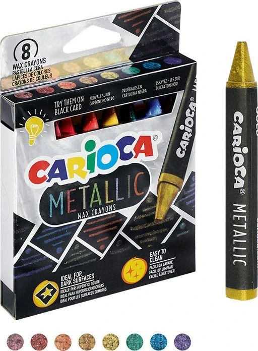 Vaškinės kreidelės CARIOCA Metallic, 8 vnt.