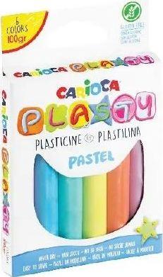 Plastilinas CARIOCA PLASTY, pastelinių spalvų, 100 gr, 6 vnt.