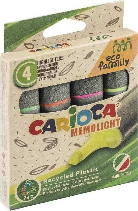 Teksto žymekliai CARIOCA kirsta galvute, ECOFAMILY MEMOLIGHT, 5 mm, 4 vnt.