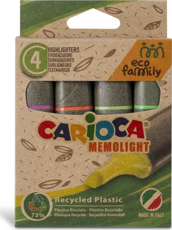 Teksto žymekliai CARIOCA kirsta galvute, ECOFAMILY MEMOLIGHT, 5 mm, 4 vnt.