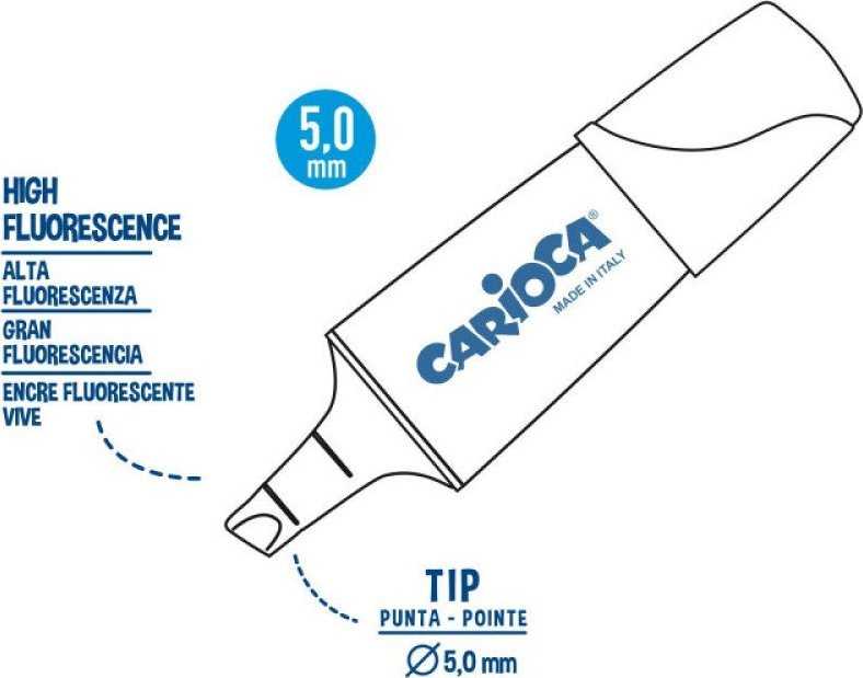 Teksto žymekliai CARIOCA kirsta galvute, ECOFAMILY MEMOLIGHT, 5 mm, 4 vnt.