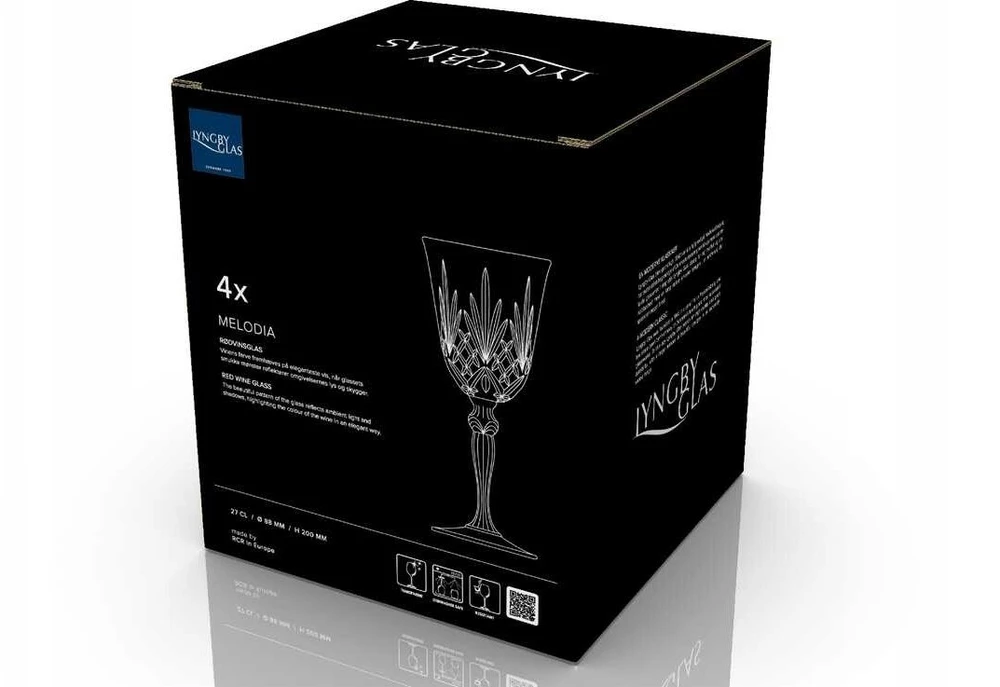 Lyngby Glas - krištolinė Melodia raudonojo vyno taurė - 27 cl - 4 vnt. rinkinys