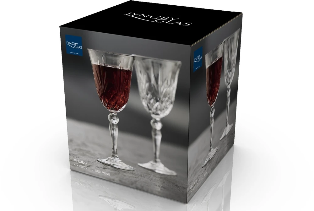 Lyngby Glas - krištolinė Melodia raudonojo vyno taurė - 27 cl - 4 vnt. rinkinys