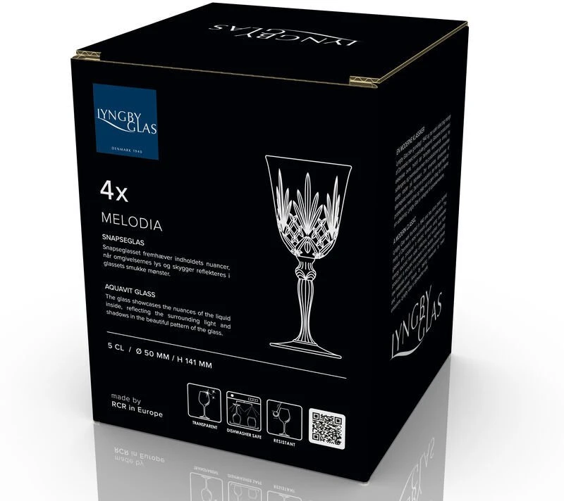 Lyngby Glas - krištolinės Melodia taurės - 5 cl - 4 vnt. rinkinys