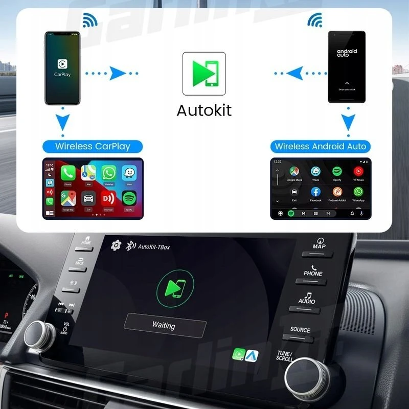 CARLINKIT belaidis adapteris su „Android 13“ – 8 GB + 128 GB originaliems automobilių radijams su „CarPlay“ mėlynas