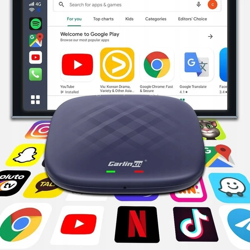 CARLINKIT belaidis adapteris su „Android 13“ – 8 GB + 128 GB originaliems automobilių radijams su „CarPlay“ mėlynas
