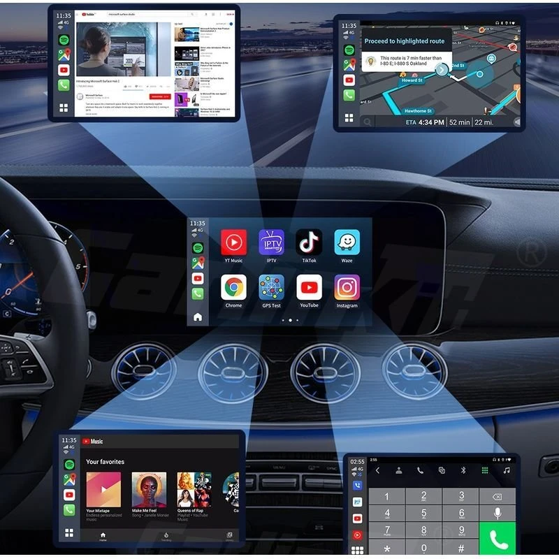 CARLINKIT belaidis adapteris su „Android 13“ – 8 GB + 128 GB originaliems automobilių radijams su „CarPlay“ mėlynas