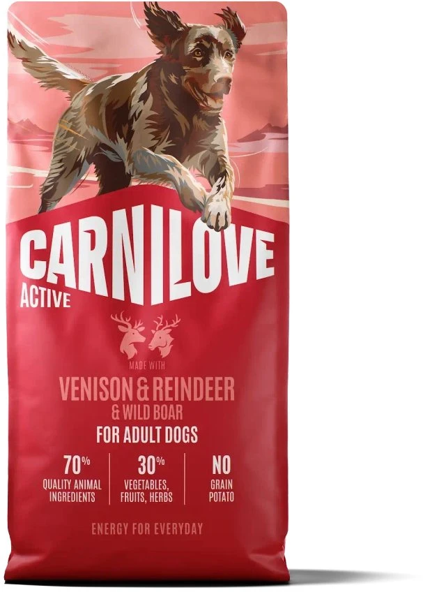 Carni Love Active with Venison &amp; deer meat – sausas šunų maistas – 12 kg