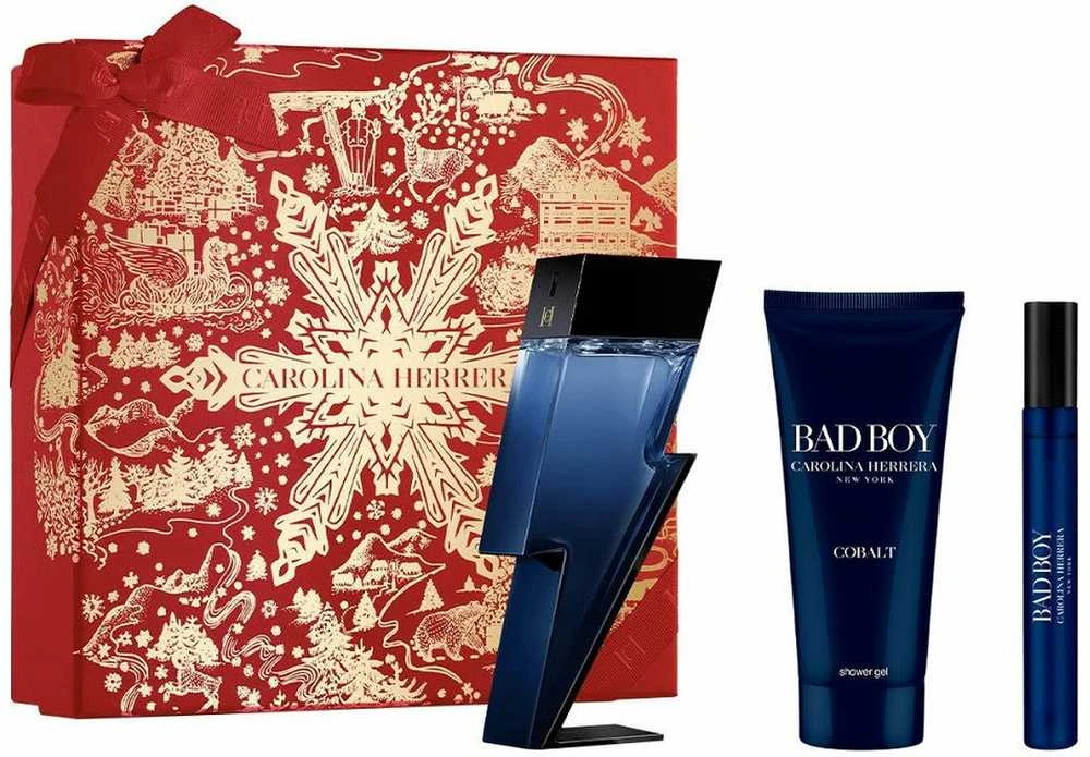 Carolina Herrera Bad Boy Cobalt Eau De Perfume Purškiklis 100ml rinkinys vyrams 3 vnt