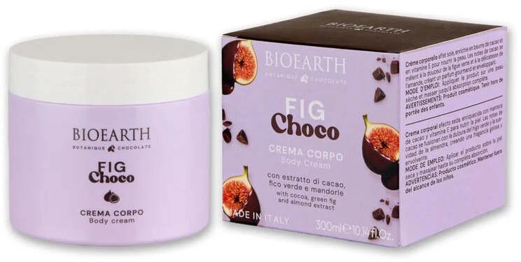 Bioearth Fig Choco drėkinantis ir minkštinantis kūno kremas kasdieninis, 300 ml
