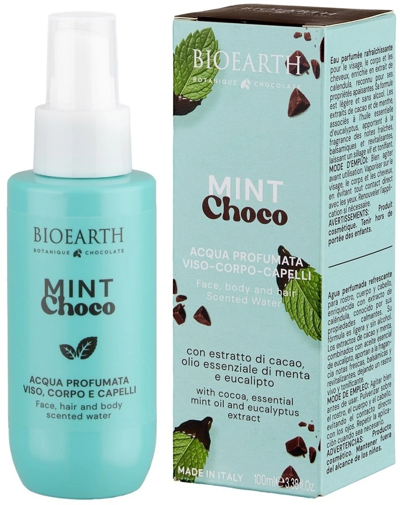 Bioearth Mint Choco Gaivinantis purškiklis kūnui, veidui ir plaukams, 100 ml