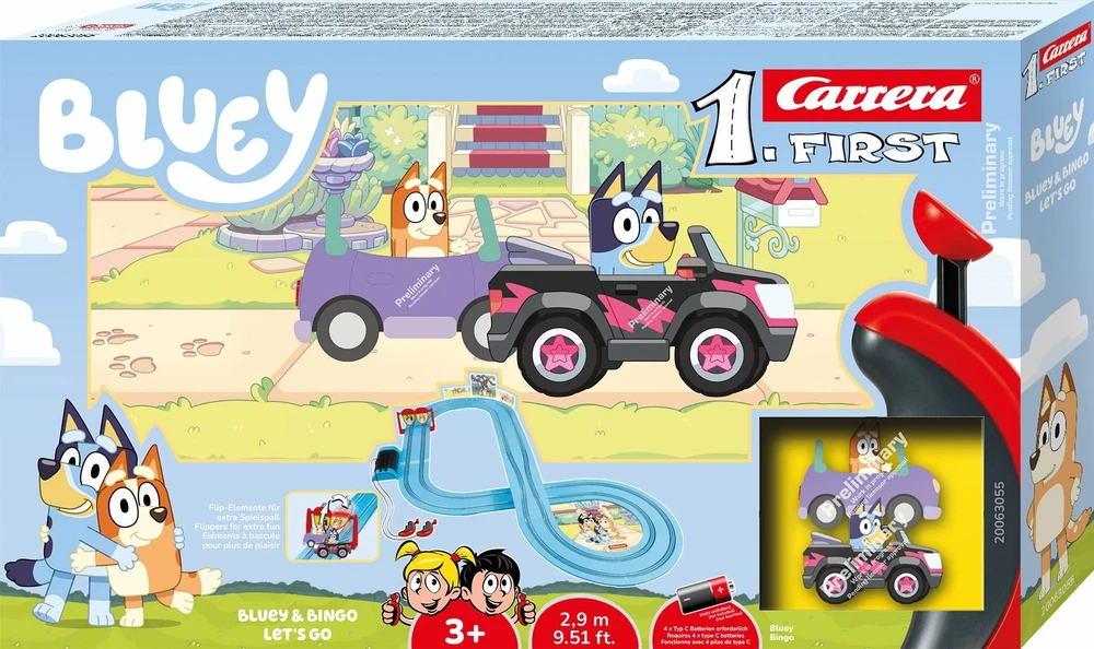 Carrera Žaislinis Bluey ir Bingo lenktynių trasa 2,9 m