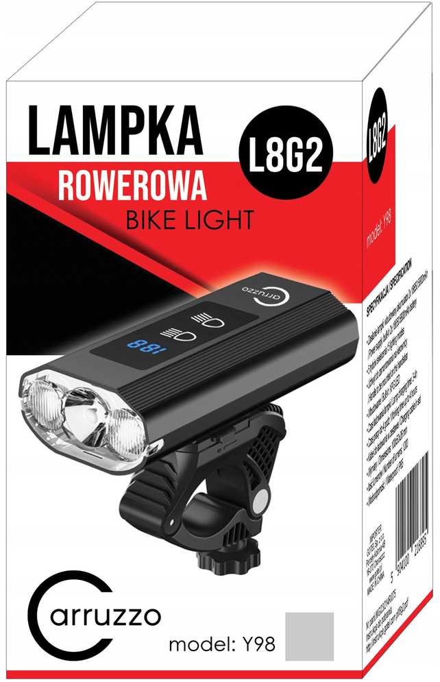 Carruzzo Lampka rowerowa su powerbankiem, 1200lm (L8G2)