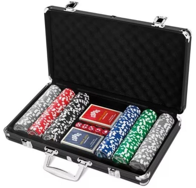 Cartamundi Pokerio Rinkinys - Copag 300 Žetonų 11.5g su 2 Kaladėmis Tamsiame Aliuminio Korpuse
