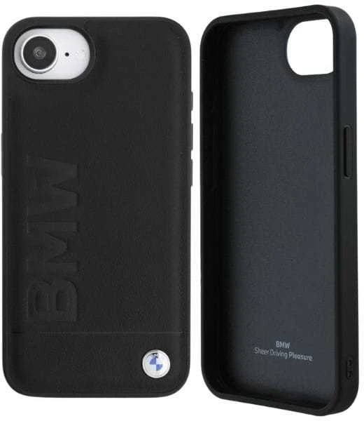 Dėklas BMW Leather Hot Stamp iPhone 16e Case - Juodas
