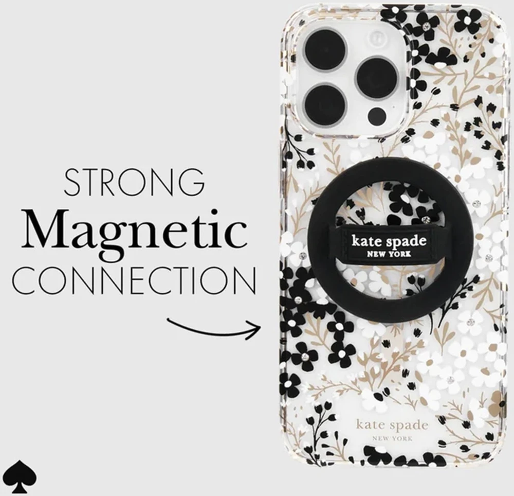 Dėklas Case-Mate Kate Spade New York magnetinės kilpos laikiklis - MagSafe pirštų laikiklis Juodas