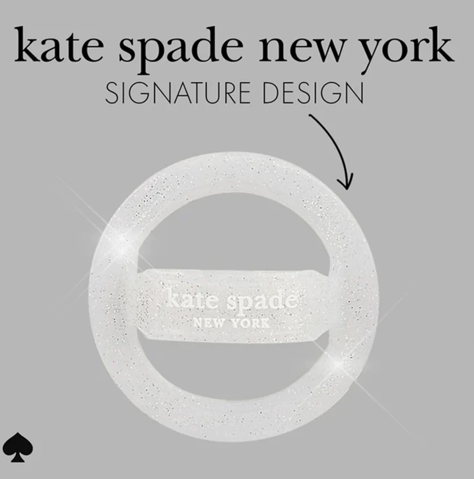 Dėklas Case-Mate „Kate Spade New York“ magnetinės kilpos laikiklis – „MagSafe“ pirštų laikiklis. Spindintis sidabrinis.