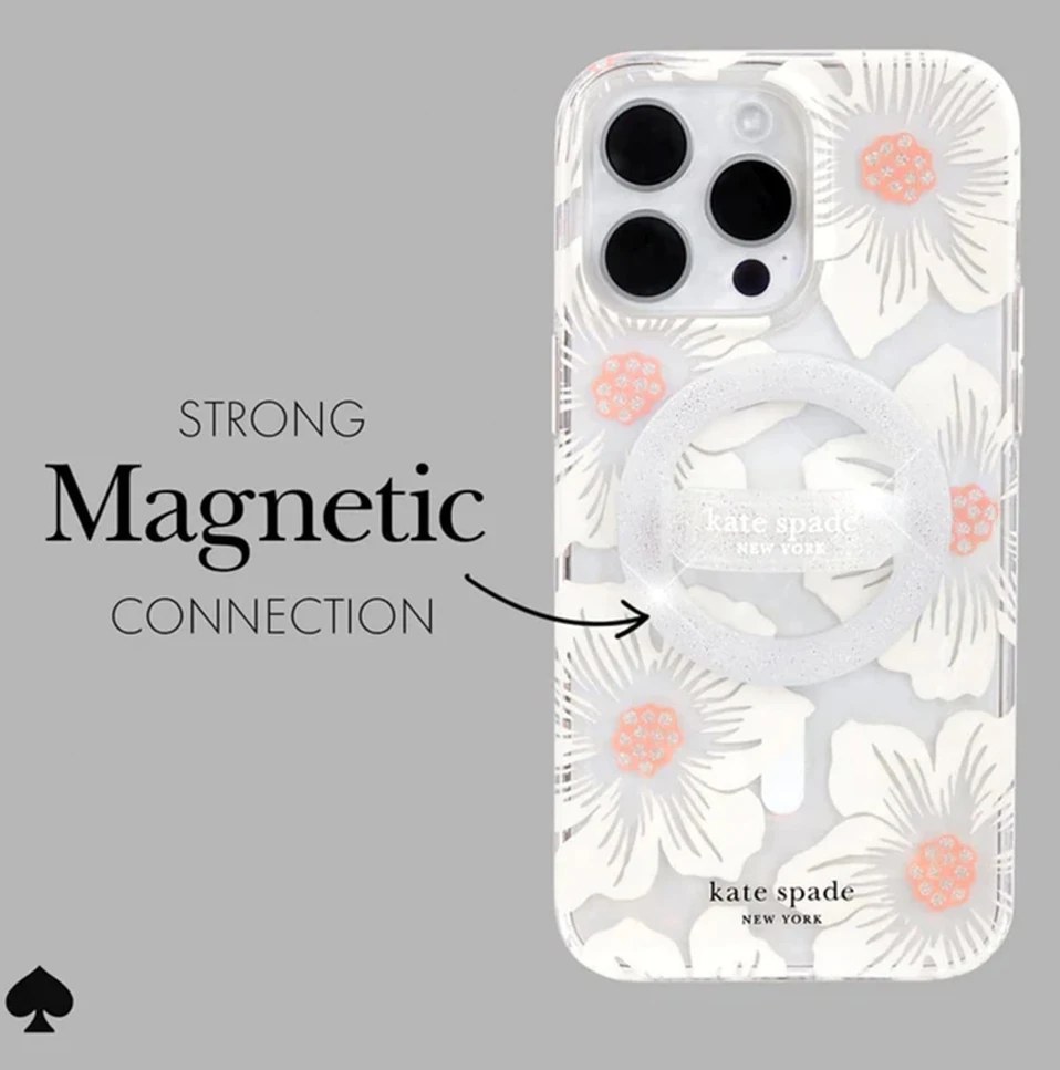 Dėklas Case-Mate „Kate Spade New York“ magnetinės kilpos laikiklis – „MagSafe“ pirštų laikiklis. Spindintis sidabrinis.
