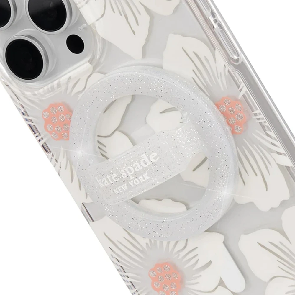 Dėklas Case-Mate „Kate Spade New York“ magnetinės kilpos laikiklis – „MagSafe“ pirštų laikiklis. Spindintis sidabrinis.