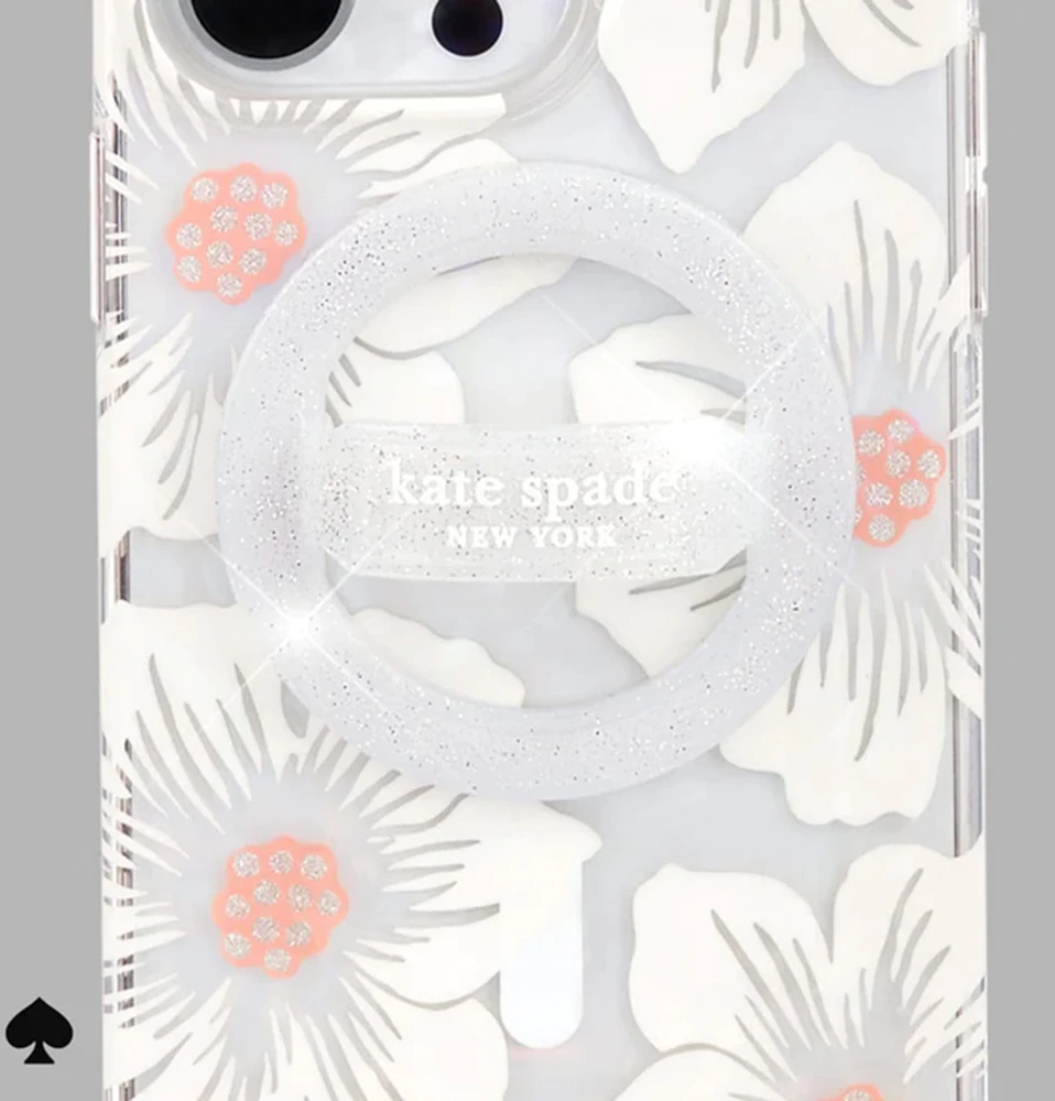 Dėklas Case-Mate „Kate Spade New York“ magnetinės kilpos laikiklis – „MagSafe“ pirštų laikiklis. Spindintis sidabrinis.